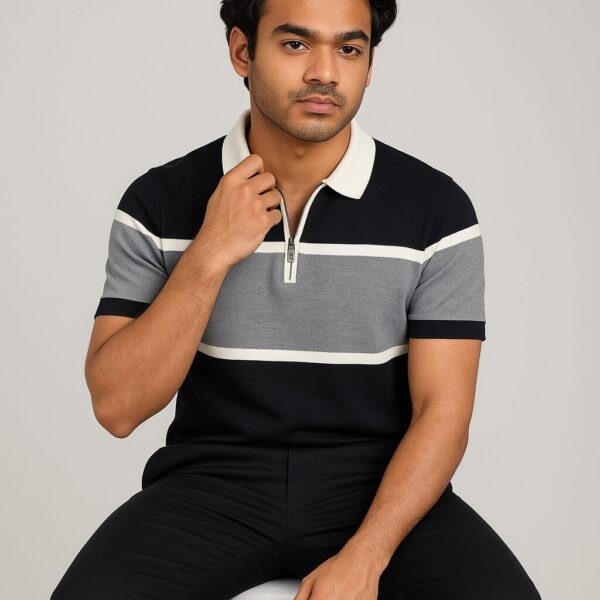 Axiom Black Premium Knit Polo Shirt Male - Image 2
