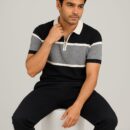 Axiom Black Premium Knit Polo Shirt Male