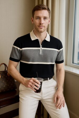Axiom Black Premium Knit Polo Shirt 2