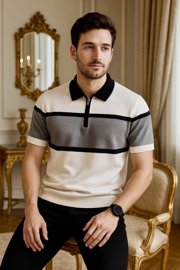 Axiom White Premium Knit Polo Shirt 1