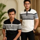 Axiom White Premium Knit Polo Shirt Male