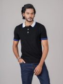 Bright Black Premium Knit Polo Shirt Male