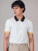 Bright White Premium Knit Polo Shirt Male