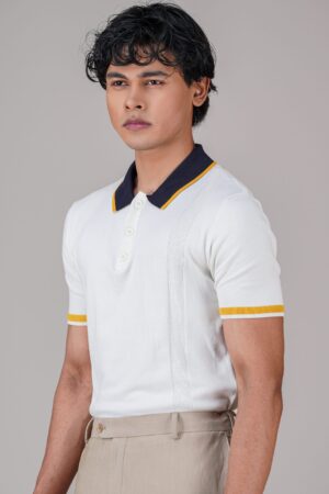 Bright White Premium Knit Polo Shirt