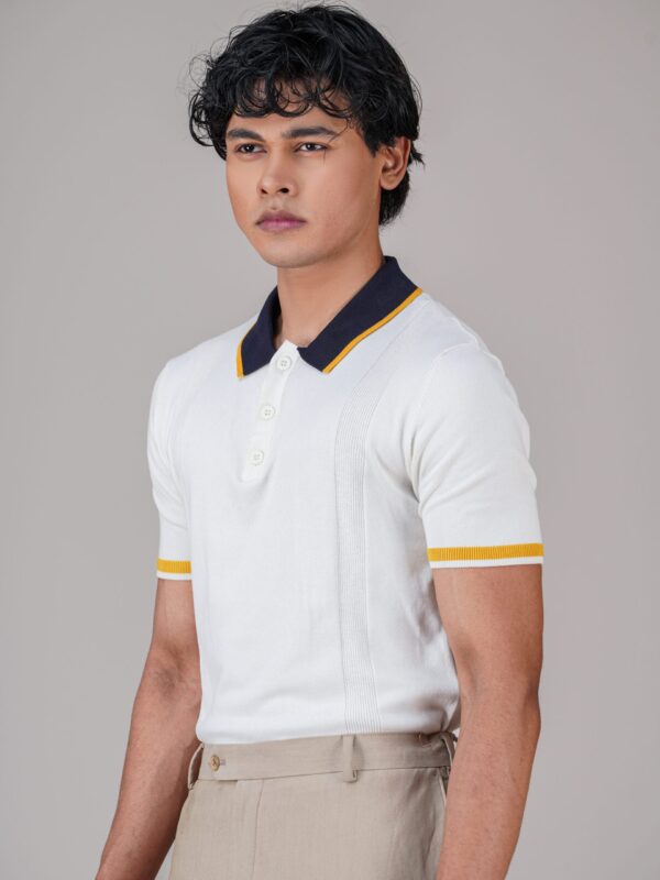 Bright White Premium Knit Polo Shirt