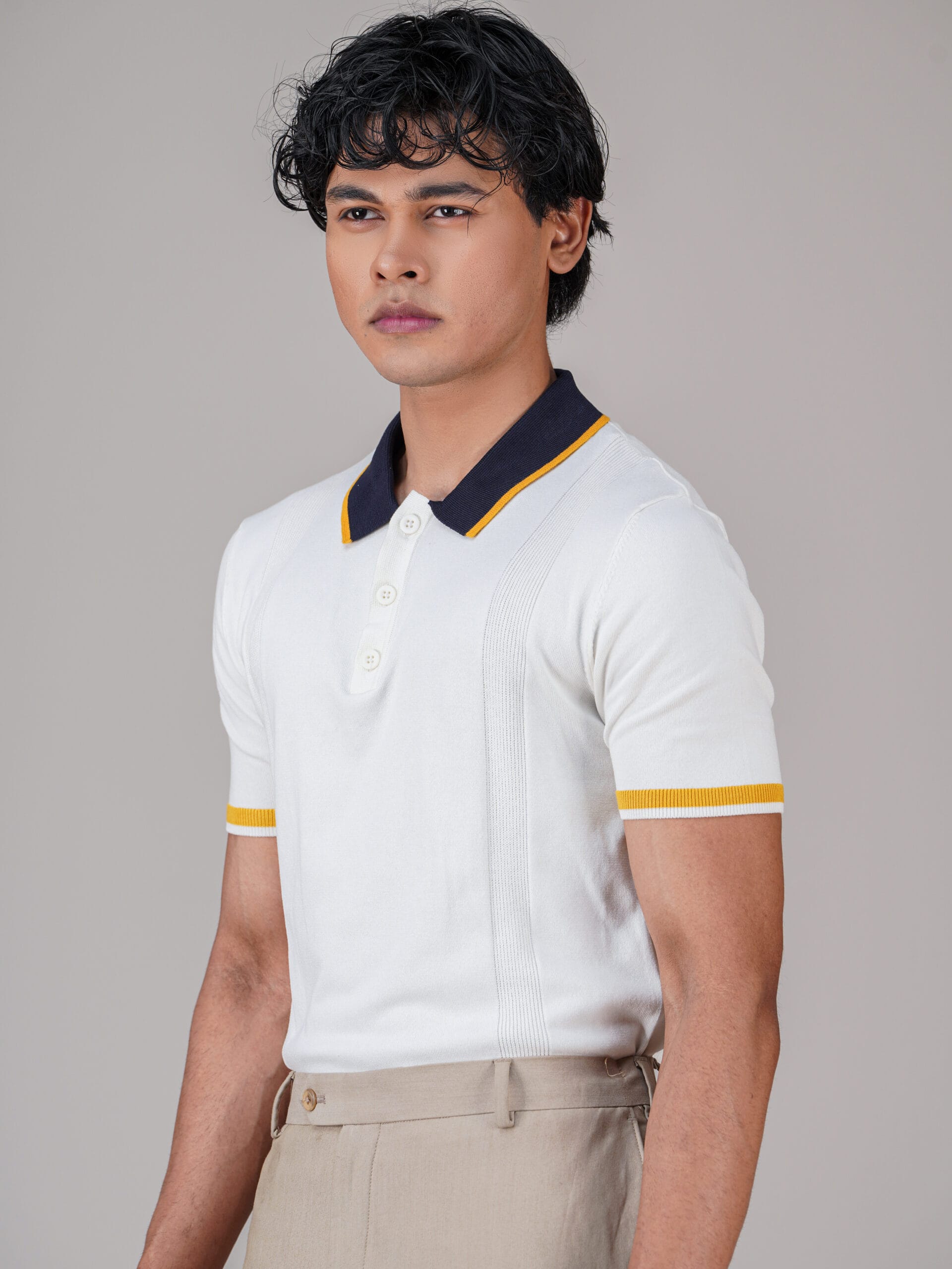 Bright White Premium Knit Polo Shirt