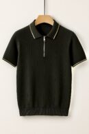 Ellvon Black Knit Polo Shirt Male