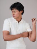 White Luxe Premium Knit Polo Shirt Male