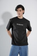 Fearless Black Black T-Shirt Drop-Shoulder Male