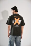 Attitude Black T-Shirt Drop-Shoulder Male