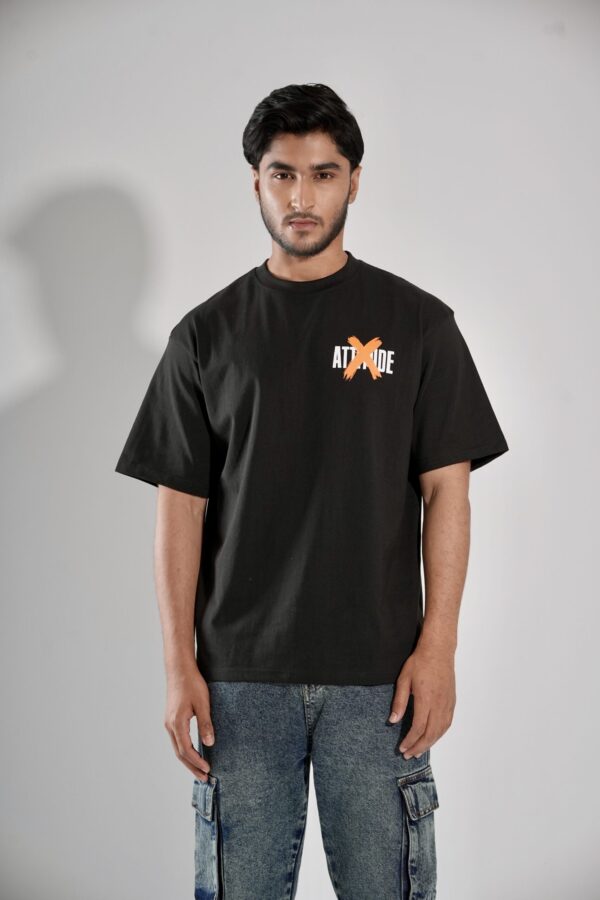 Attitude Black T-Shirt Drop-Shoulder Male - Image 3