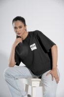 Error 404 Black T-Shirt Drop-Shoulder Female