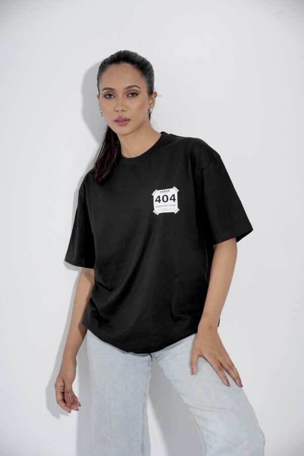 Error 404 Black T-Shirt Drop-Shoulder Female - Image 3