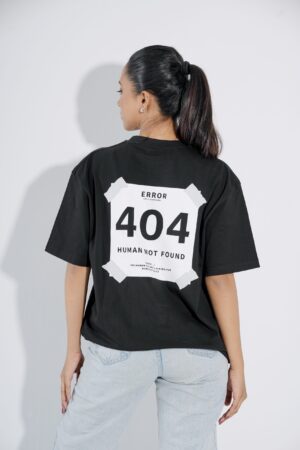 Oversized Drop-Shoulder “ERROR 404” T-Shirt Female